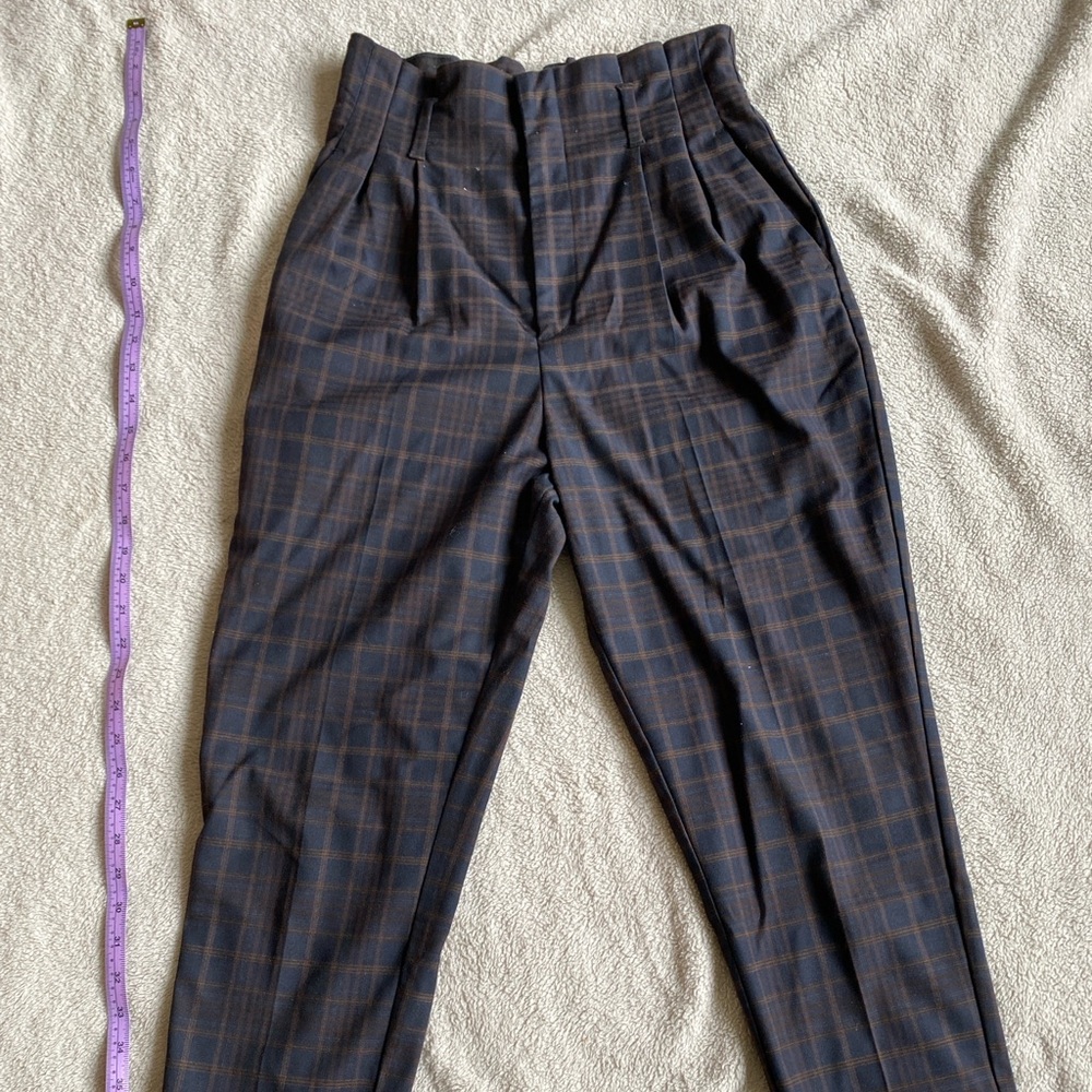 H&M Brown Plaid Straight Leg Pants